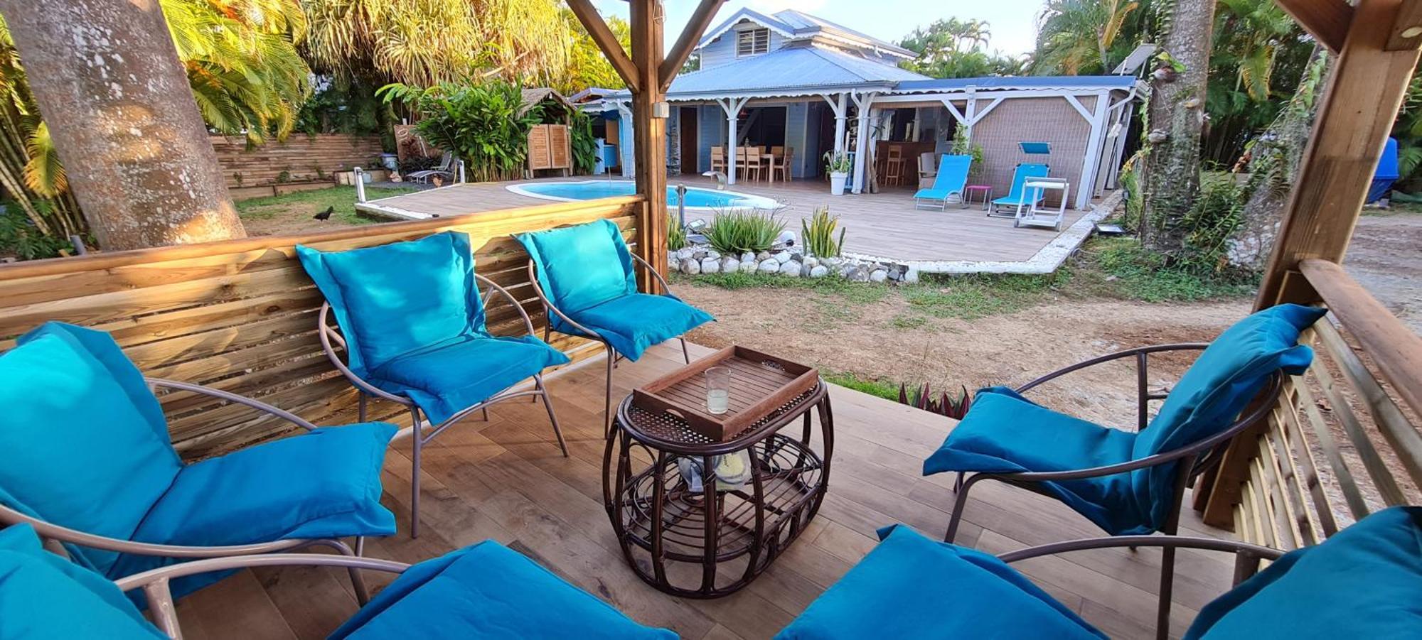 Gite Kaz A Topaze, Piscine, Jardin Tropical 圣罗斯 外观 照片